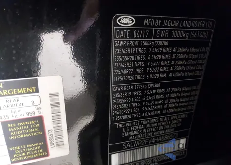 2017 Land Rover Range Rover Sport 3.0L V6 Supercharged Hse z USA, uszkodzony, nr VIN SALWR2FV4HA686573